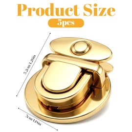 5Pcs Round Tuck Lock Clasp Purse Alloy Catch Purse Thumb Lock Duck Tongue Locks Snap Closure Hardware Clip for Handbag Case Purses Bag DIY Making