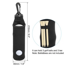 PATIKIL Golf Ball Carry Bag, Golf Tee Holder Pouch Portable Neoprene Golf Ball Holder with Clip for Men and Women Storage Gifts, Black