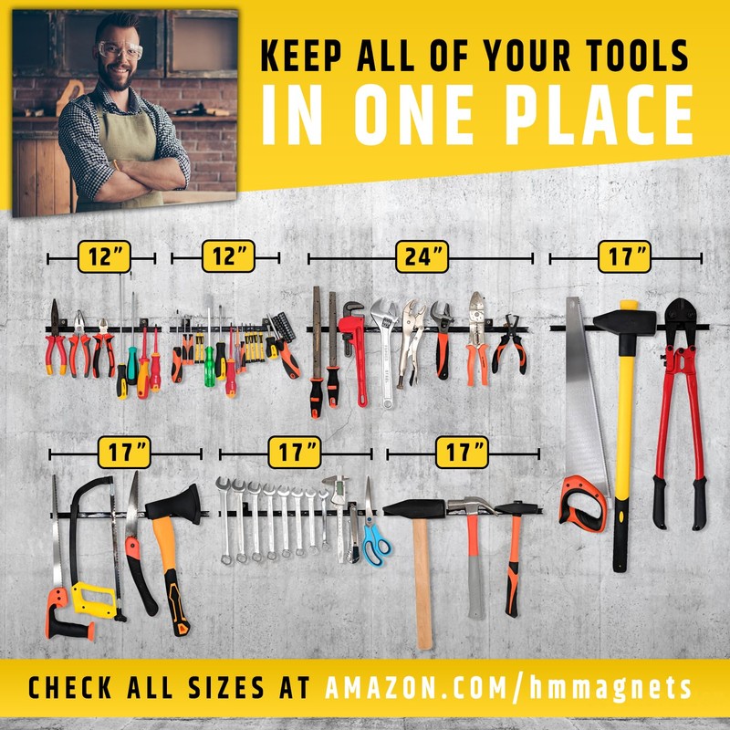 12" Heavy-Duty Magnetic Tool Holders (4 Pack - 48" Total)