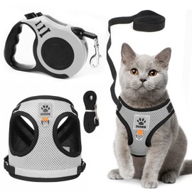 Cat Harness with Lead, Cat Harness, Escape Proof, Cat Chest Harness with Reflective Strips, Cat Harness, Escape Proof, Adjustable for Cats, Kittens, Puppies