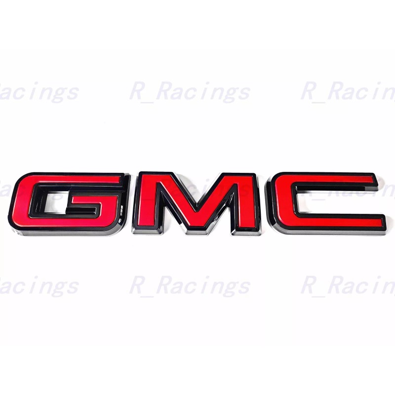 Auto Front Rear GMC Black Red Emblem Overlay 2019-2025 GMC