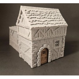 3D Layered Scenery Leichheim 32mm Scale Slum Building 3 for D&D, AoS, RPG, Mordheim Wargame Terrain