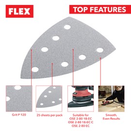 Flex - Universal Sandpaper - Sandpaper for Wood, Sandpaper Pack for Walls in Various Sizes - DIY and Decoration Tools, Sanding Tool - 150mm x 100mm - Pack of 25 - P