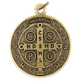 Vatican Imports Large Saint Benedict Medal - 2" Diameter (Antique Bronze)
