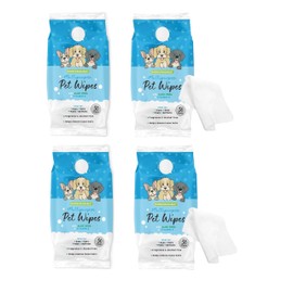 Shop4allsorts 4 x Packs Of 30 Multipurpose Pet Wet Wipes With Aloe Vera Vitamin E - Cleaning Wipes For Cats & Dogs - Fragrance Free - All Over Pet Wipes.