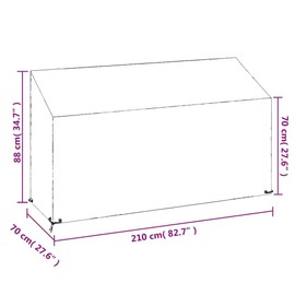 vidaXL Cover for garden bench, tarpaulin, waterproof, UV-resistant, protective cover with 12 eyelets, protective cover for garden furniture, 210 x 70 x 70/88 cm, polyethylene