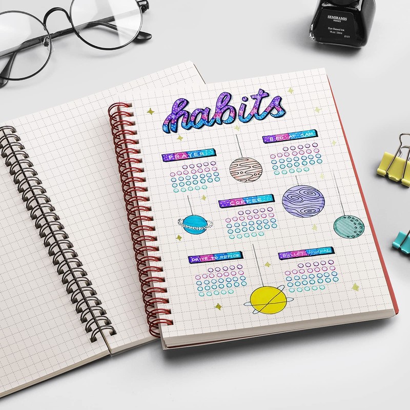EMSHOI Graph Paper Spiral Notebook 5.7" x 8.22" - 4