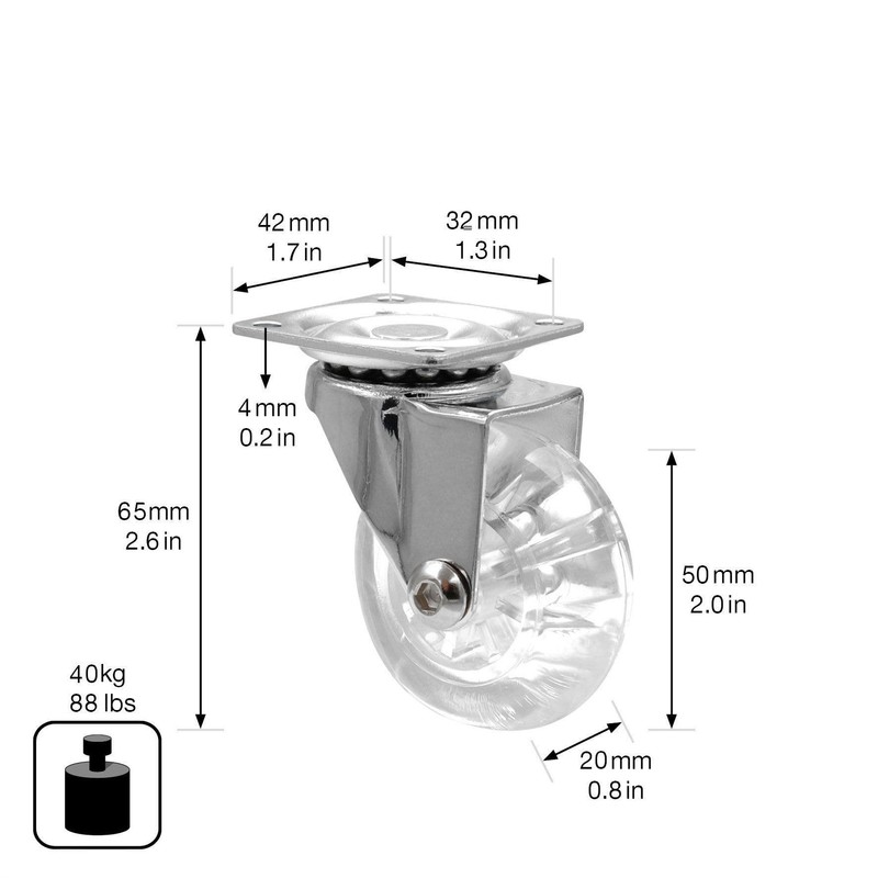 WAGNER Skater 03108501 Soft Swivel Castor Diameter 50 mm Height