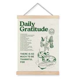 LUVADIAN Retro Poster for Room Aesthetic, Inspirational Daily Gratitude Poster Hanger Frame, Retro Wall Decor for Bedroom Living Room, Vintage Green Aesthetic Wall Decor Posters, 12x16 Inches