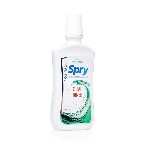 Spry Natural Mouthwash Dental Defense Oral Rinse with Xylitol, All-Natural Spearmint, 16 fl oz