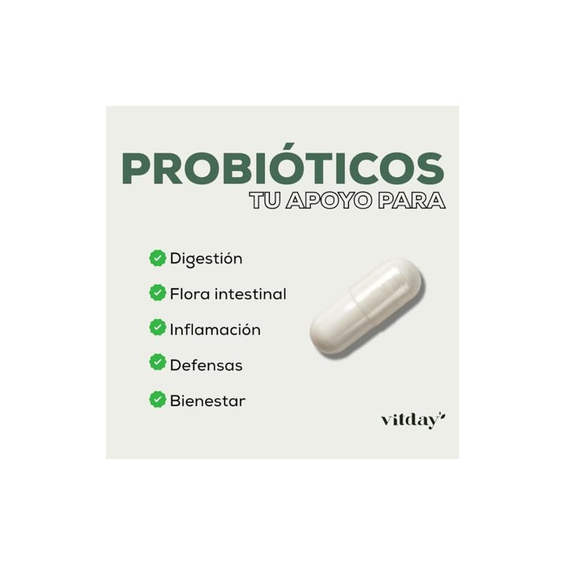 Vitday - Probióticos 100% Naturales - 90 Cápsulas Vegetales -
