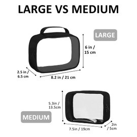 TSA Approved Travel Toiletry Bags Small Clear Makeup Pouch with Zipper Liquid Toiletries Bottles Organizer Bag Quart Size Traveling Pouches Waterproof Transparent Cosmetic Bag, 3 Pack (Black)