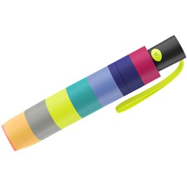 Benetton Pocket Umbrella Mini Automatic Dots, Multistripe Lime Punch, Striped