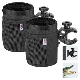 KEMIMOTO Motorcycle Cup Holder, Oxford Fabric Motorcycle Drink Holder with 0.6"-1.5" Alligator Clamp, Universal Water Bottle Cup Accessories for Bike, ATV/UTV, Scooter, Boat, Walker, Black