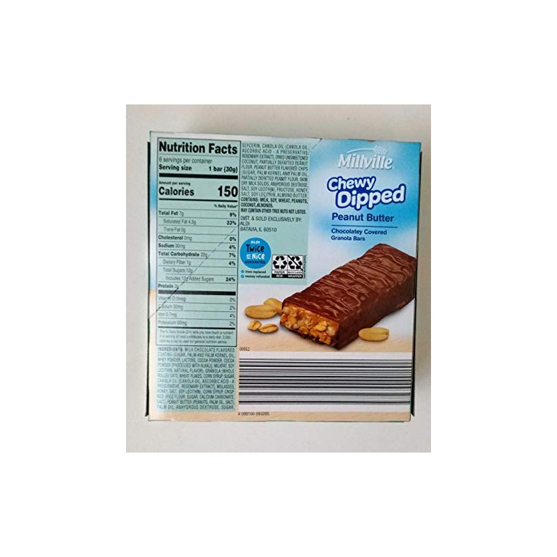 Millville Chewy Dipped Chocolate Cover Granola Bar (Peanut Butter)