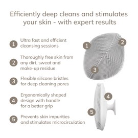 GESKE SmartAppGuided™ Facial Brush | 4 in 1 | Professional Facial Cleansing Brush with Handle | Skin Cleansing Soft Silicone Facial Brush | Routine Skincare | Gentle Cleansing | Facial Cleanser