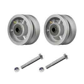 LONGRUNFORU 4" X 2" Sliding Gate Wheels, Cast Iron V Groove Wheel with Roller Bearing-700 lbs Capacity, Rolling Gate Wheels, Sliding Gate Casters, Gate Wheels for Metal Tube Gate, Silver（2 Pack）