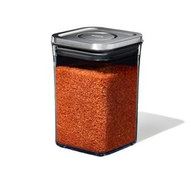 OXO Steel POP Container Small Square Short (1.1 Qt/1 L) - Airtight Food Storage - Ideal for Brown Sugar, Tea,Grey
