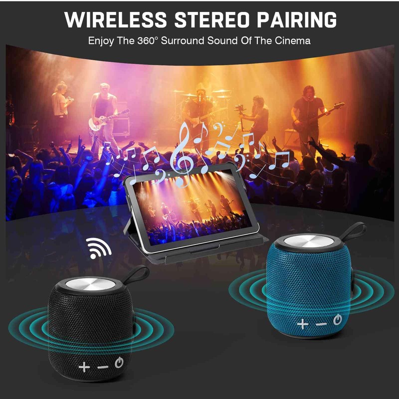 Bluetooth Speaker: Powerful Stereo Sound, IPX7 Waterproof, True Wireless Stereo