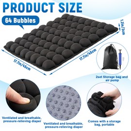 Fiwochic 2 Pcs Travel Seat Cushion for Airplane, Inflatable Airplane Seat Cushion 64 Bubbles Portable 3D Air with Storage Bag for Long Flights Pressure Relief Ergonomic for Office & Car, Wheelchair