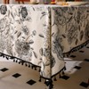 F-CHU Boho Tassel Tablecloth Cotton Linen Floral Tablecloths for Dining