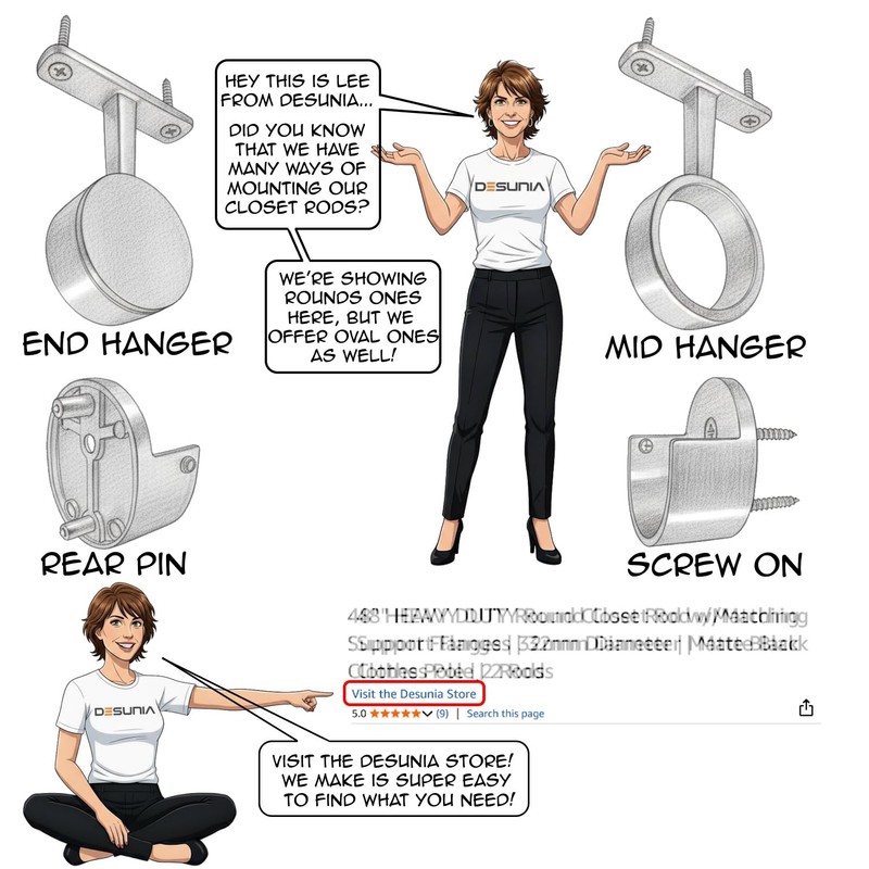 48" HEAVY DUTY Round Closet Rod | 32mm Diameter |