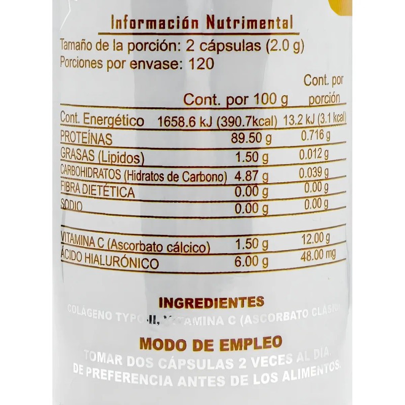 Colágeno Tipo 2 Colágeno De Pollo 120 Cápsulas Resarsa