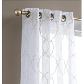 Dainty Home Champagne Contemporary 3D Textured Curtains – 54x84 Inches – White and Patterned Sheer Curtain with Design - Ideal Office, Living Room and Bedroom Curtains