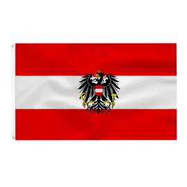 Austrian Flag with Eagle 90 x 150 cm - Austria Flag Polyester Bright Colours with Brass Eyelets Austrian Flag