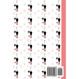  Journal: Black Cats on Hearts 6x9 - DOT JOURNAL - Journal with dot grid paper - dotted pages with light grey dots