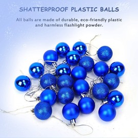 30mm/12Pcs Christmas Baubles Shatterproof Blue, Christmas Tree Decorations Ball Ornaments Balls Xmas Hanging Decorations Holiday Decor - Shiny,Matte,Glitter