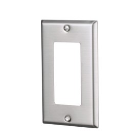 EATON Wiring 93401 Standard Size Stainless Steel 1-Gang Decorator Wallplate, Satin Brush Finish