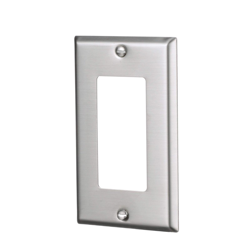 EATON Wiring 93401 Standard Size Stainless Steel 1-Gang Decorator Wallplate,