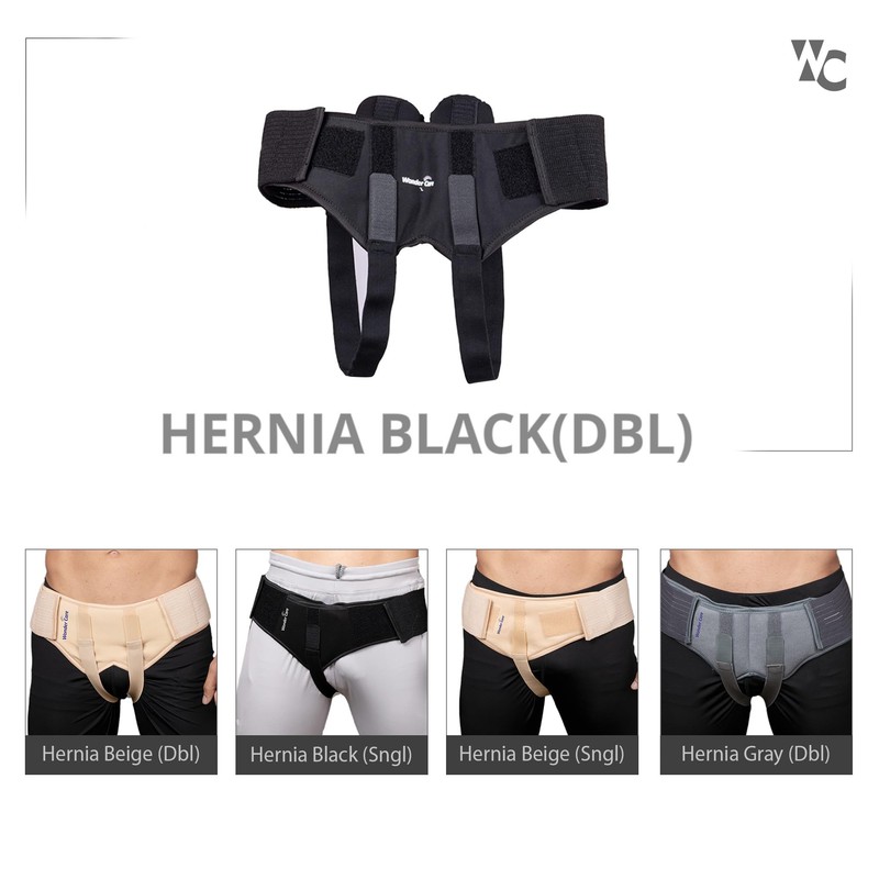 Wonder Care - Black Inguinal Hernia Support Truss for Double