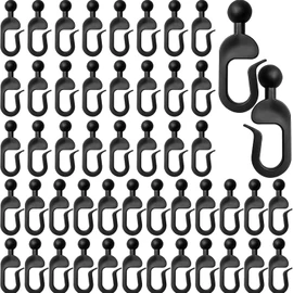 Gazebo Curtain Hooks – 50PCS Outdoor Curtain Track Hooks for Gazebo Curtains, Plastic Hooks for Outdoor Gazebo Canopy, Patio, Mosquito Netting, Black