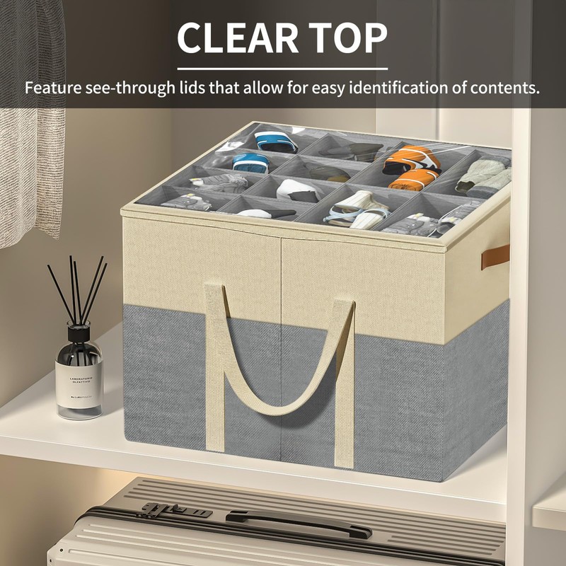 Aokeyee Shoe Storage Organizer for Closet, Large Shoe Box Storage