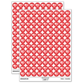Heart Shaped American Flag United States of America USA 200+ Round Stickers - Gloss Finish - 0.50" Size - Red
