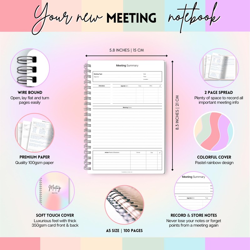 Meeting Minutes Note Taking Professional Notebook | Plan, Record and