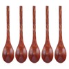 5PCS Japanese Style Wood Spoon Long Handle Soup Spoons Household