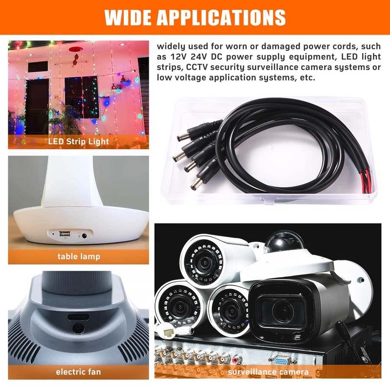 KUOQIY 4 pieces 50 cm 18 AWG DC pigtail cable,
