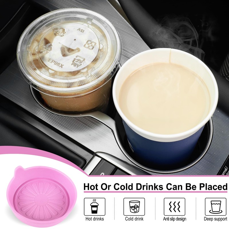 SINGARO Car Cup Holder, 4-Pack Silicone Car Coasters, Universal Non-Slip