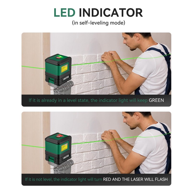 Nikotek Laser Level Self-Leveling Green Beam Horizontal and Vertical Crossline