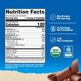 Nutricost Organic Pea Protein Powder (1 LB) Chocolate - Certified USDA Organic, Protein from Plants, Vegetarian Friendly, Gluten Free, Non-GMO