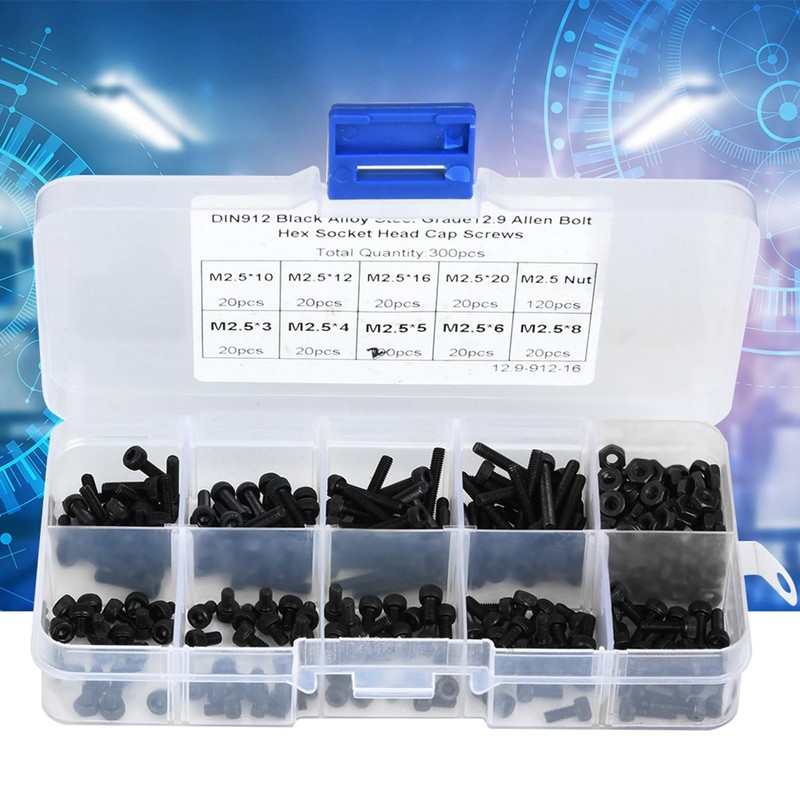 300pcs Alloy Steel Hex Socket Button Head Cap Screw Bolt