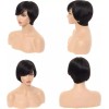 BM Peluca De Cabello Humano Corto De Color Negro Pixie