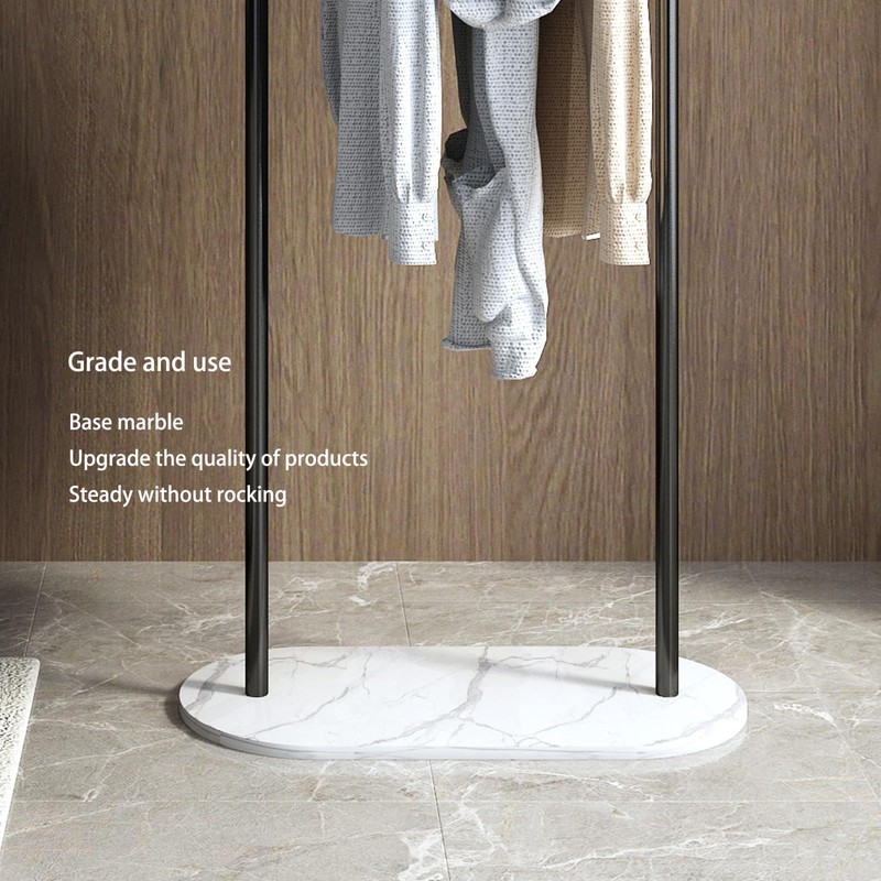 BUZUEY Freestanding Clothing Rack with Marble Base,Modern Black Arch Garment