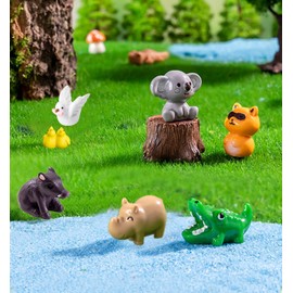 HoldOneLight 45 Pcs Mini Resin Animals 45 StylesTiny Sea Resin Animals Figurines Bulk for Fairy Garden Miniature Dollhouse Accessories Hide Crafts Decor (45PCS-A)