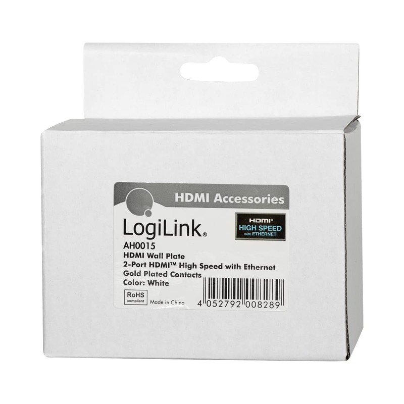 Logilink HDMI 2-Port Wall Socket Adapter - White