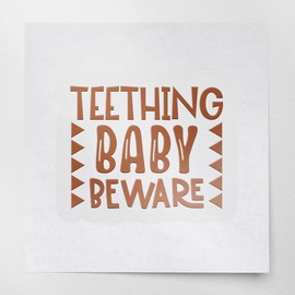 Decal Stickers of Teething Baby Beware (Nut Brown) (Set of 2) Luxury Weatherproof Decal Stickers for Laptop Desktop Smartphone Car Dirt Bike Wall Room Mason Jar Bathtub - BICVER1c56692NB0124