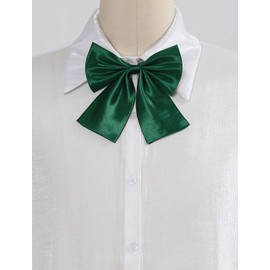 Allegra K Women's Pre-Tied Bowknot Solid Color Uniform Cosplay Adjustable Bowtie Deep Green One Size